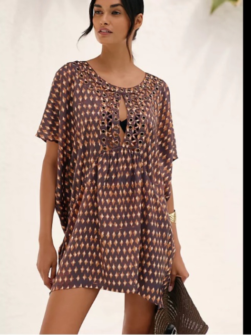 Anthropologie Graham Keegan Keyhole Tunic Eyelet-Back Bathing  Coverup